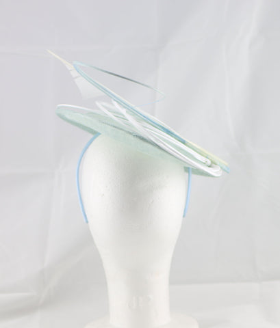 Image of "Armada" Light Mint Green and White Fascinator