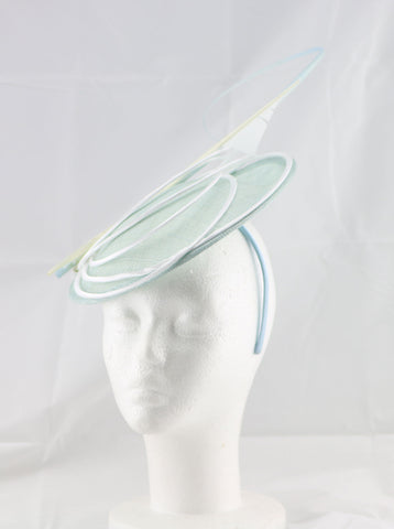 Image of "Armada" Light Mint Green and White Fascinator
