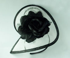 “Zara” White and Black Fascinator Headband