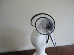 “Zara” White and Black Fascinator Headband