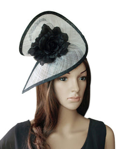 'Zara' White and Black Fascinator-Fascinators-Fascinators Direct Online-Fascinators Australia