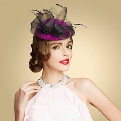 "Aria" Purple and Black Fascinator-Fascinators-Fascinators Direct Online-Fascinators Australia