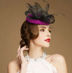 "Aria" Purple and Black Fascinator-Fascinators-Fascinators Direct Online-Fascinators Australia