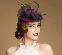 "Aria" Purple and Black Fascinator-Fascinators-Fascinators Direct Online-Fascinators Australia