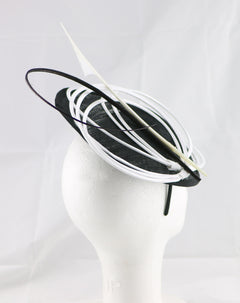 "Armada" Black and White Fascinator