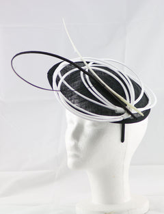 "Armada" Black and White Fascinator