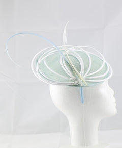 "Armada" Light Aquamarine and White Fascinator