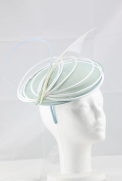 "Armada" Light Aquamarine and White Fascinator