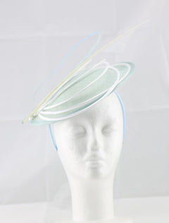 "Armada" Light Aquamarine and White Fascinator