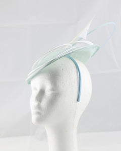 "Armada" Light Aquamarine and White Fascinator