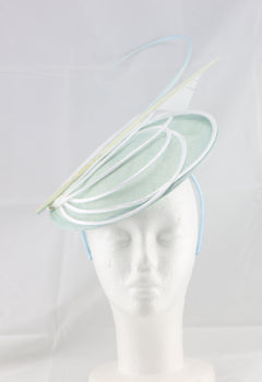 "Armada" Light Aquamarine and White Fascinator