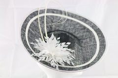 "Laurelle" Black and Ivory White Large Fascinator Hat