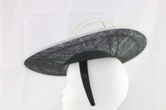 "Laurelle" Black and Ivory White Large Fascinator Hat