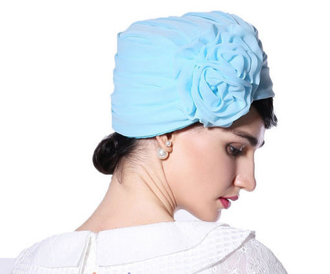 "Stunning Frances" Light Blue Fascinator Chiffon Wrap Hat-Hat-Fascinators Direct Online-Fascinators Australia
